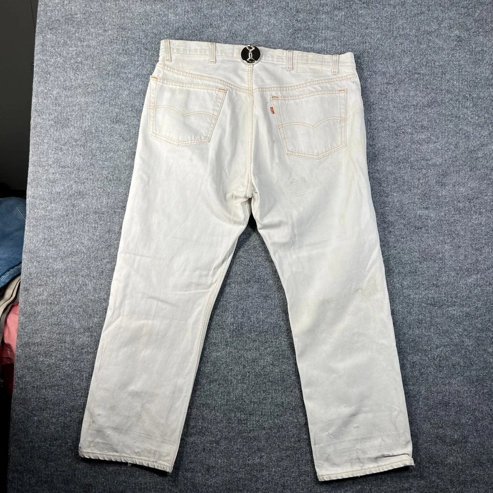 Levi's Jeans Men's‎ White Denim Contrast Stitch Classic Button Fly 38X27 - Flaw